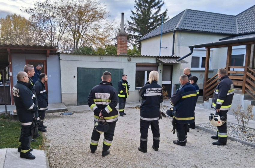 Tűzoltási gyakorlat zajlott Enesén – a csornai hivatásos tűzoltók közreműködésével