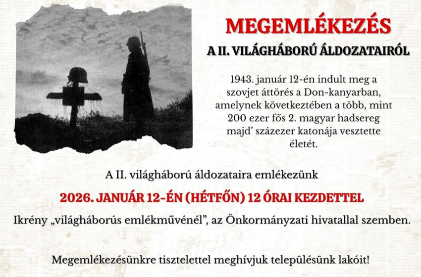 Megemlékezés a második világháború áldozatairól Ikrényben
