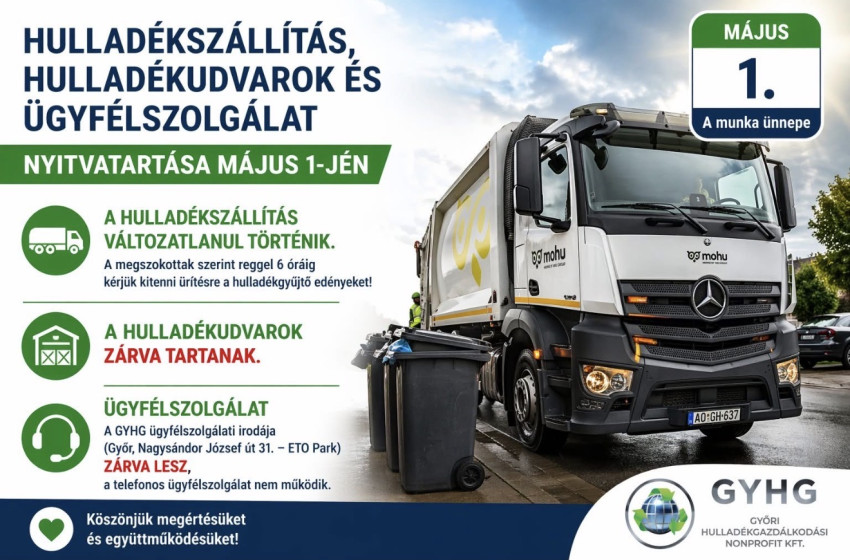 Tájékoztató a május 1-jei hulladékszállításról Ikrényben