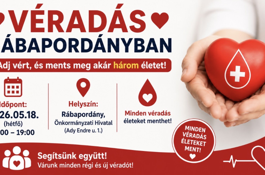 Véradásra várják a segítő szándékúakat Rábapordányban
