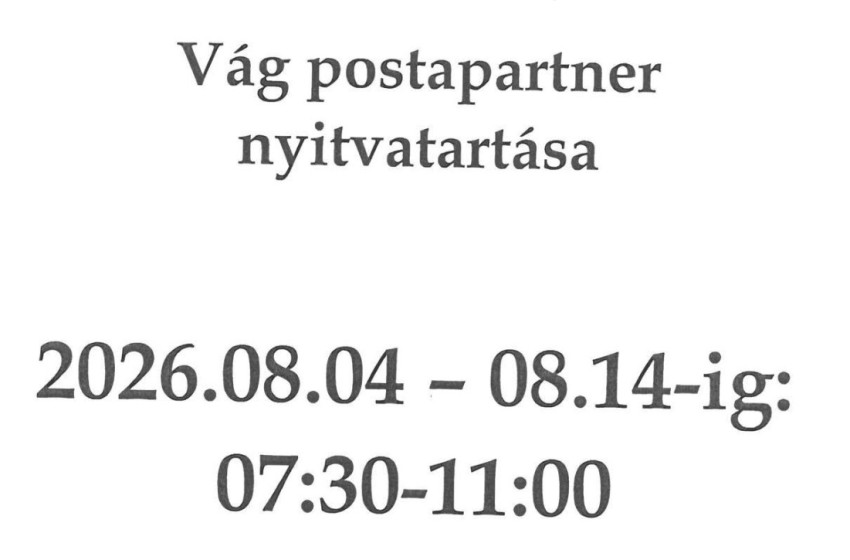 Ideiglenesen módosul a vági postapartner nyitvatartása