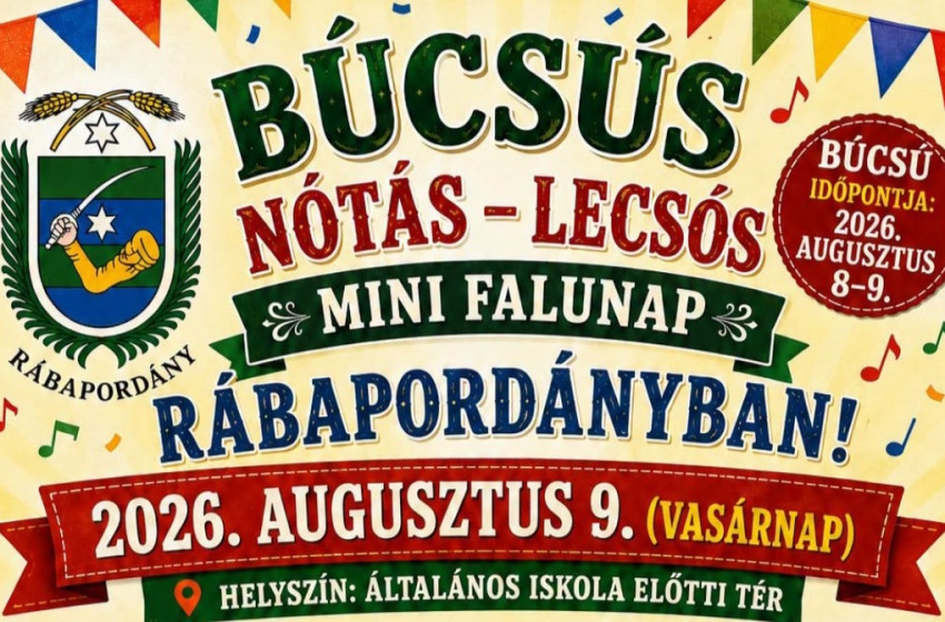 Búcsús, nótás-lecsós mini falunapra várják az érdeklődőket Rábapordányban