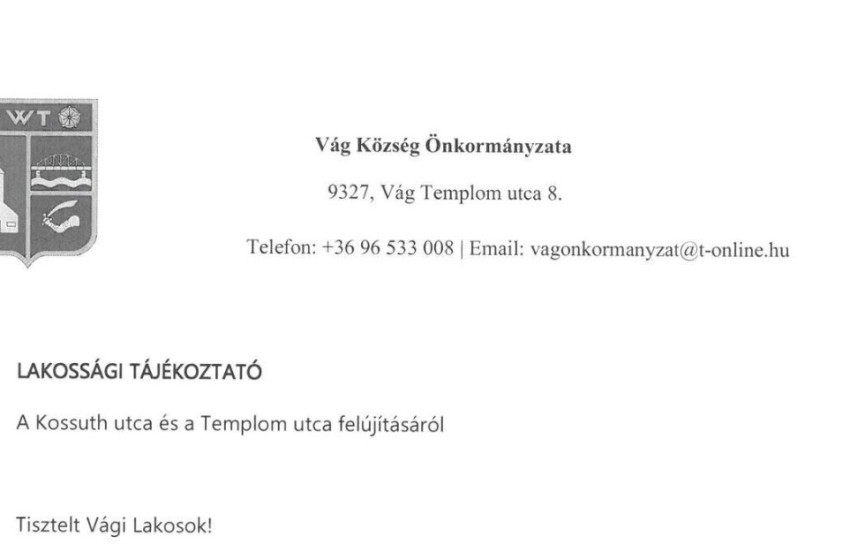Csúszik a Kossuth utca és a Templom utca felújítása Vágon