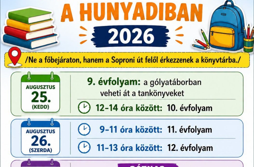Kezdődik a tankönyvosztás a Hunyadiban: megvannak a pontos időpontok és a tudnivalók