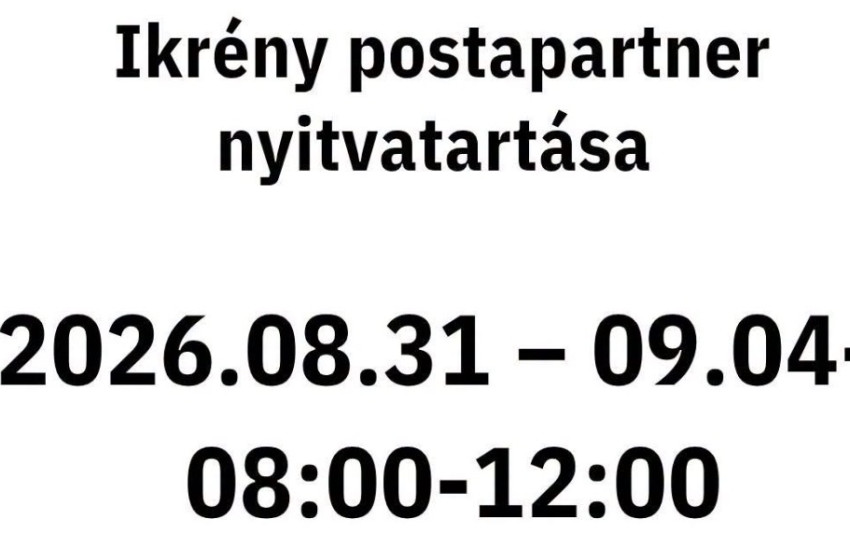 Módosított nyitvatartással működik az ikrényi postapartner szeptember 4-ig