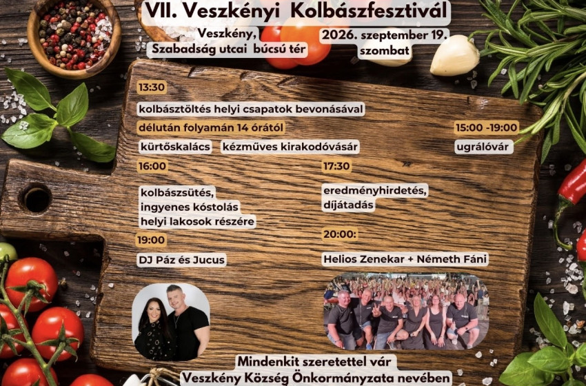 Hetedik alkalommal rendezik meg a Veszkényi Kolbászfesztivált