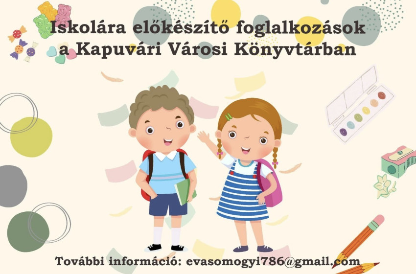 Iskolára felkészítő foglalkozások indulnak a Kapuvári Városi Könyvtárban