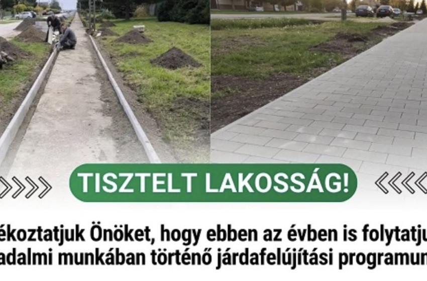Társadalmi munkában újítják fel a járdát Rábatamásiban