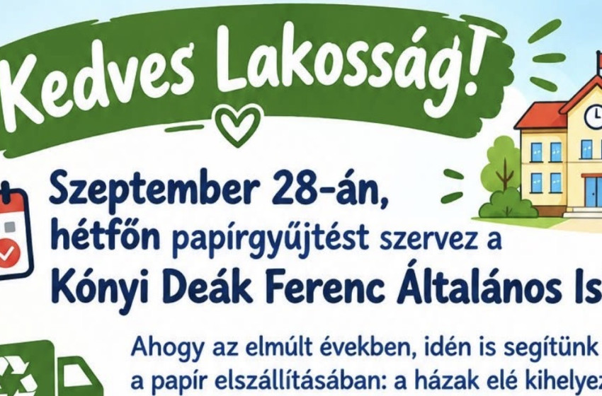 Papírgyűjtést szerveznek Kónyban – a lakosság segítségét is kérik