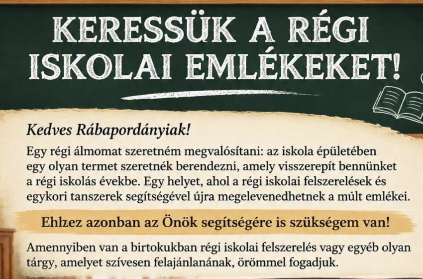 Régi iskolai emlékeket keresnek Rábapordányban – különleges terem őrizheti meg a múlt kincseit